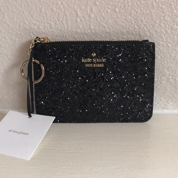 KATE SPADE bitsy laurel way glitter black wallet - Picture 1 of 3